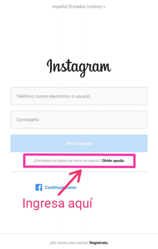 Recuperar cuenta de Instagram