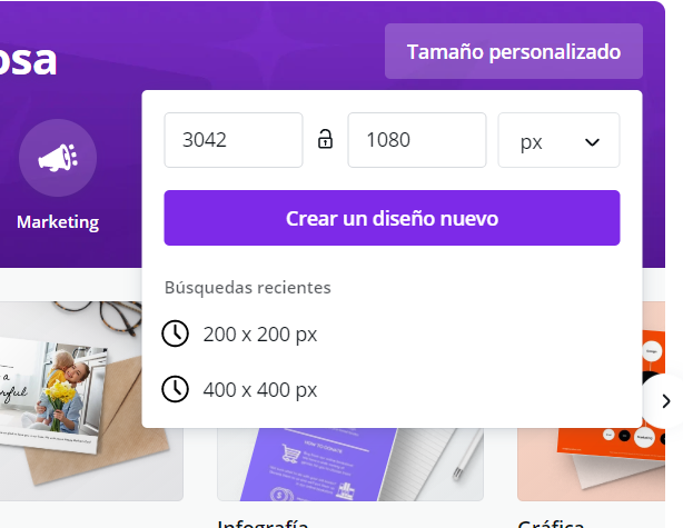 Elige el tamaño