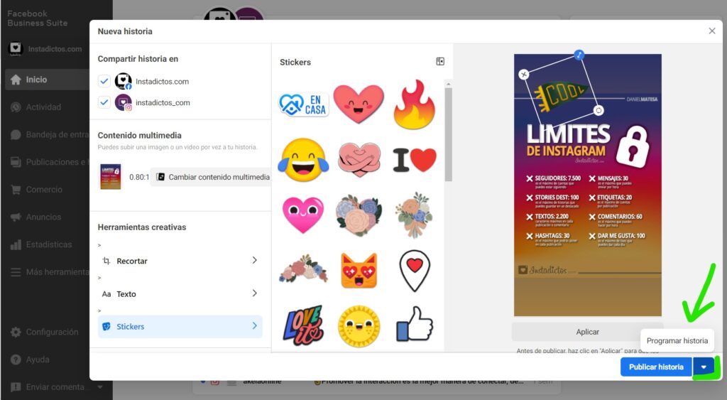 Cómo programar historias en Instagram