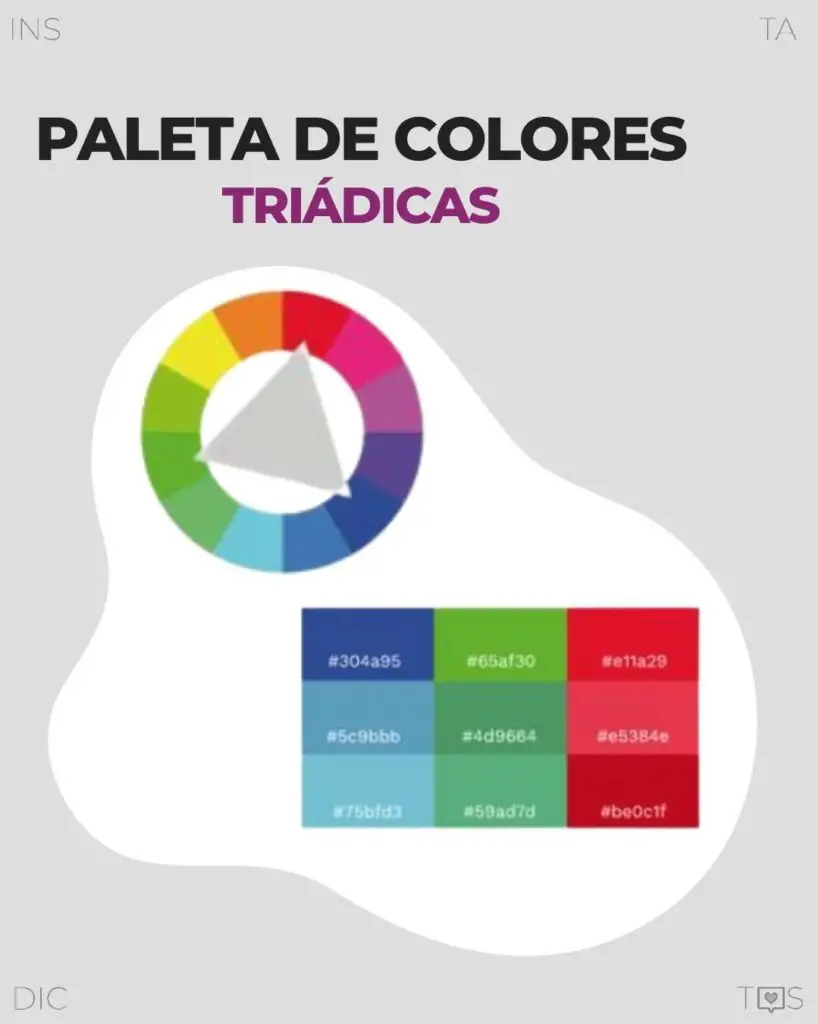 Paleta de colores para Instagram triádicas