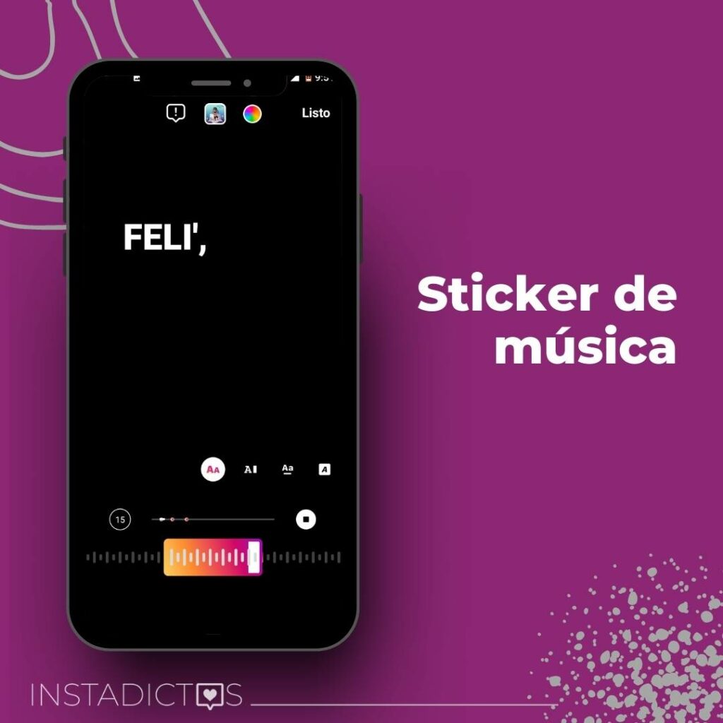 Sticker para Instagram música