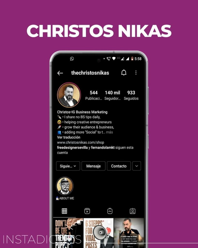 expertos en Instagram christos nikas