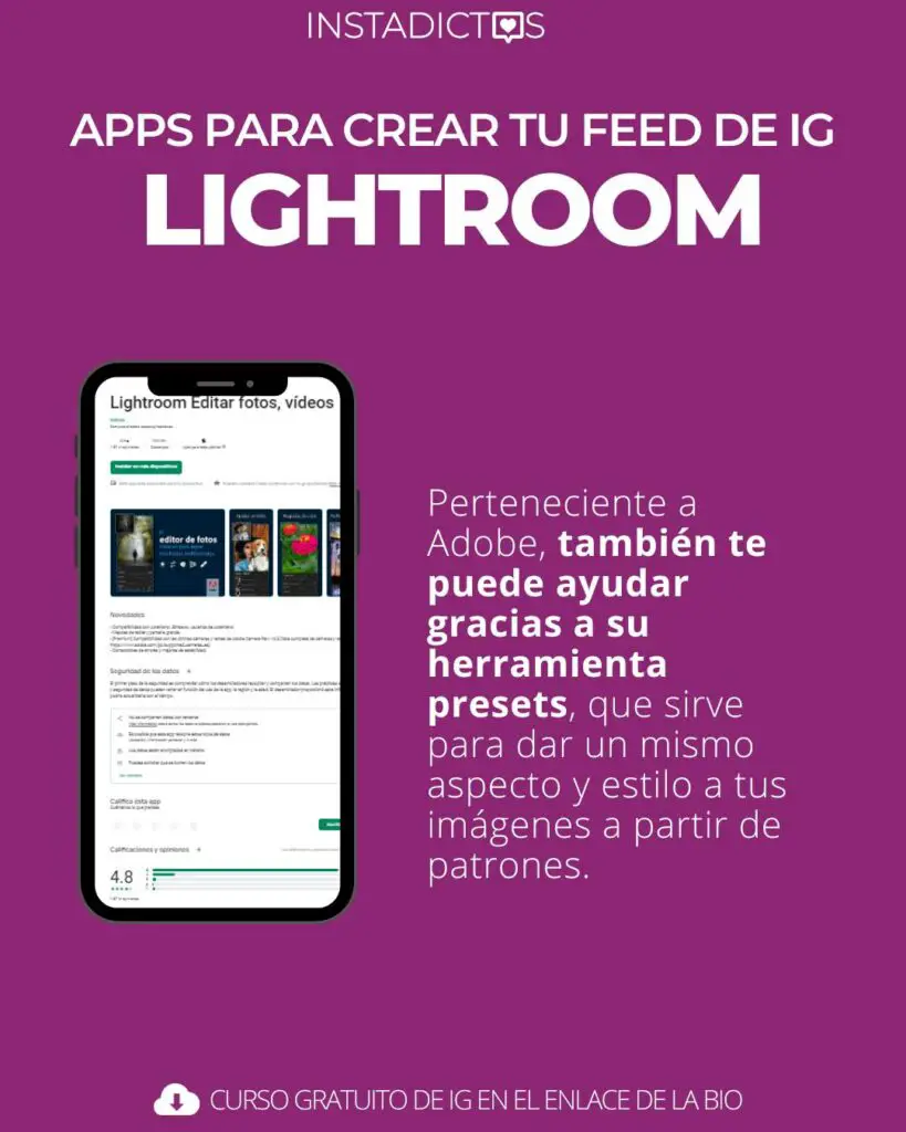 lightroom app para crear feed en instagram